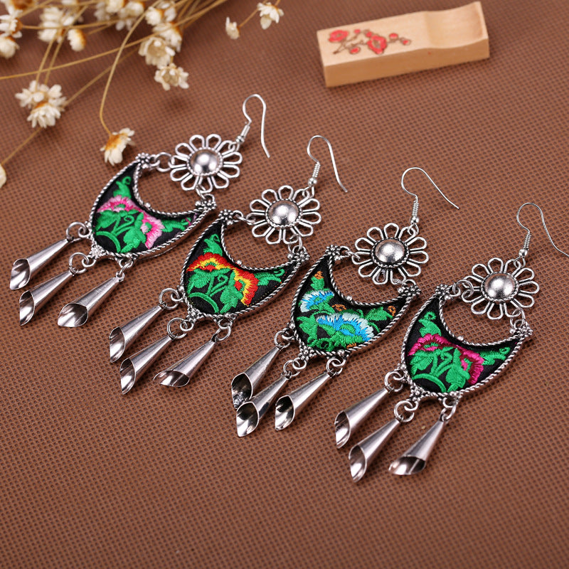 Handmade Ancient Oriental Earrings | Dangles Drop Earrings Jewelry Gift For Her | Traditional Vintage Ear Wire Earring Art Deco Any Occasion
