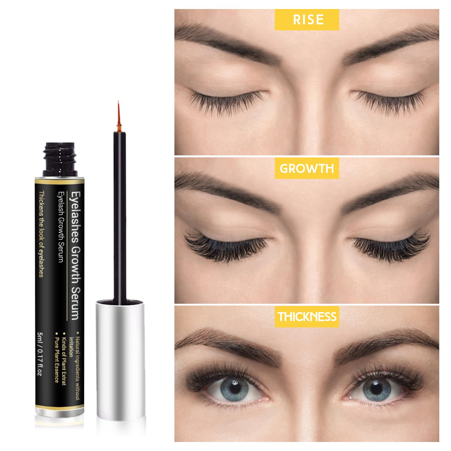 AMAZING LashForce Eyelash Growth Serum (5 ml) Eye Lash Serum For Eyelash Growth And Eyebrow Growth Serum - Eyelash Serum To Grow Lashes Thicker Natural Longer Eyelashes Lash Serum (Black)