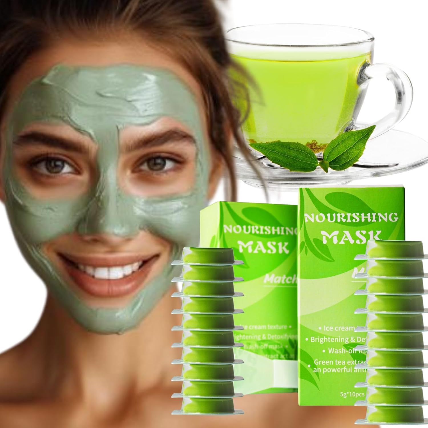 10 Pack Mask Stick Set, face mud mask,green tea clay mask,clay mask for blackheads and pores,mud mask individual pack,green tea face mask for Deep Pore Cleansing