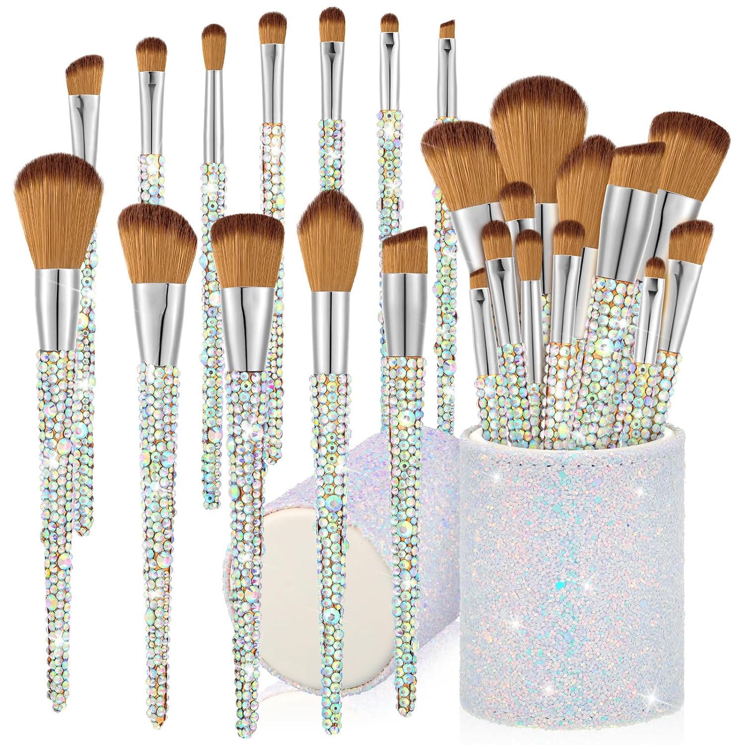 13 Pieces Rhinestone Makeup Brushes Set – Bling Edition