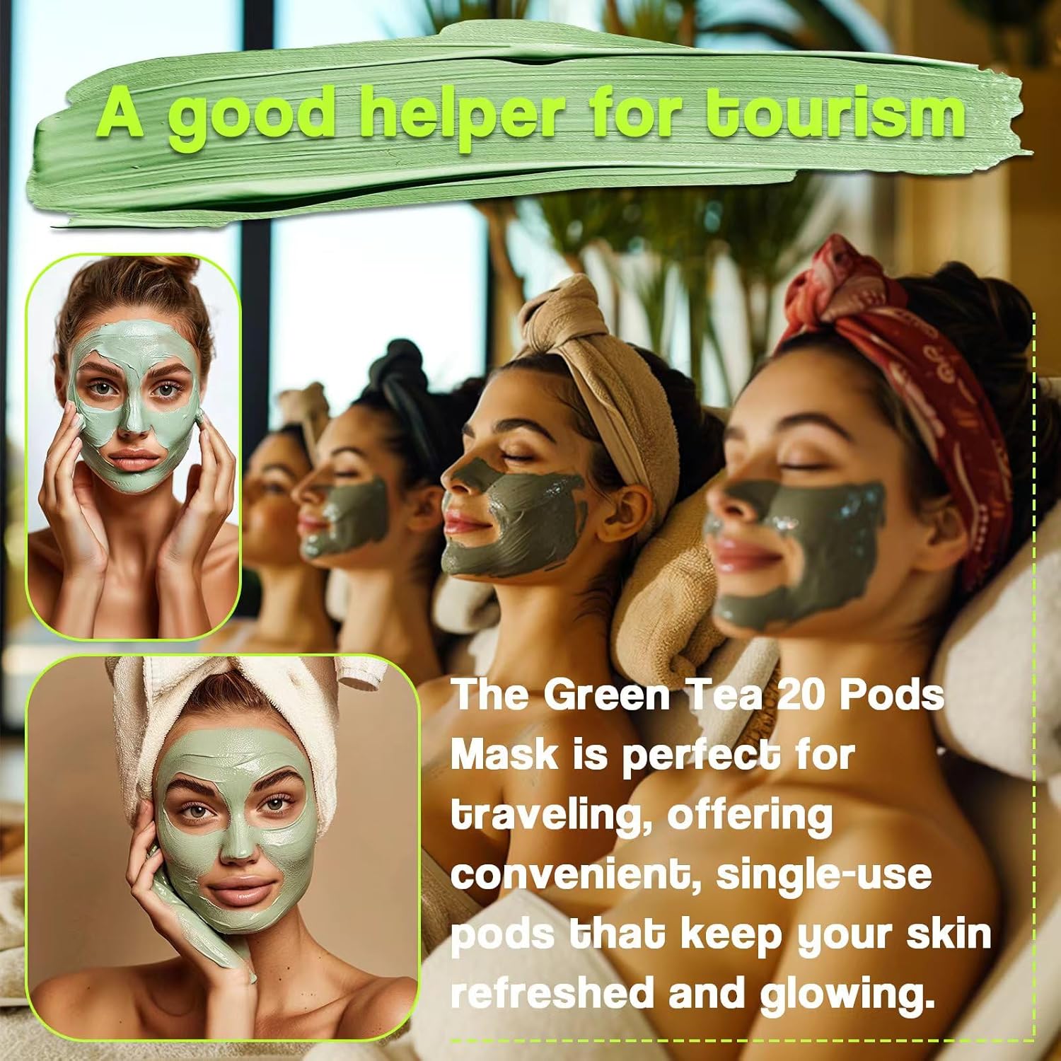 10 Pack Mask Stick Set, face mud mask,green tea clay mask,clay mask for blackheads and pores,mud mask individual pack,green tea face mask for Deep Pore Cleansing