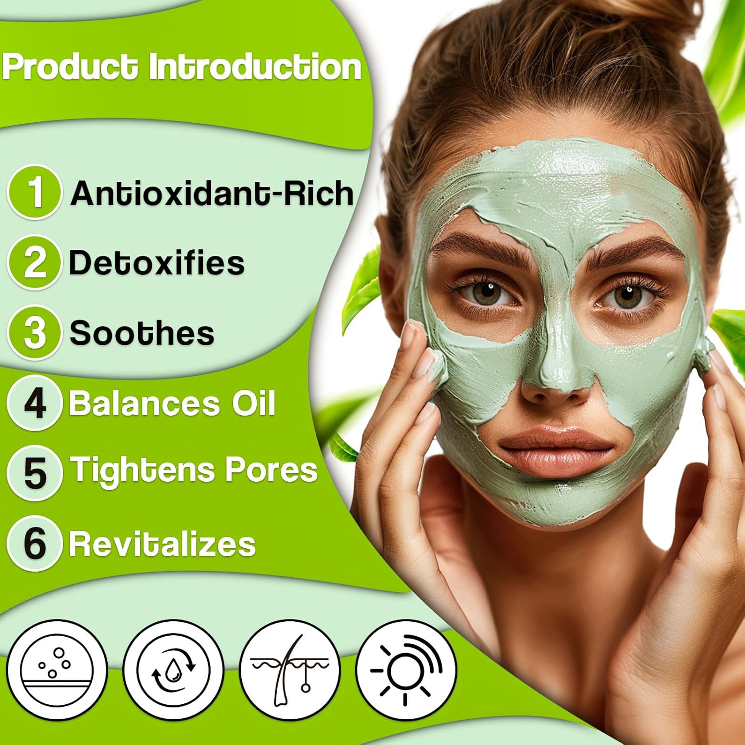 10 Pack Mask Stick Set, face mud mask,green tea clay mask,clay mask for blackheads and pores,mud mask individual pack,green tea face mask for Deep Pore Cleansing