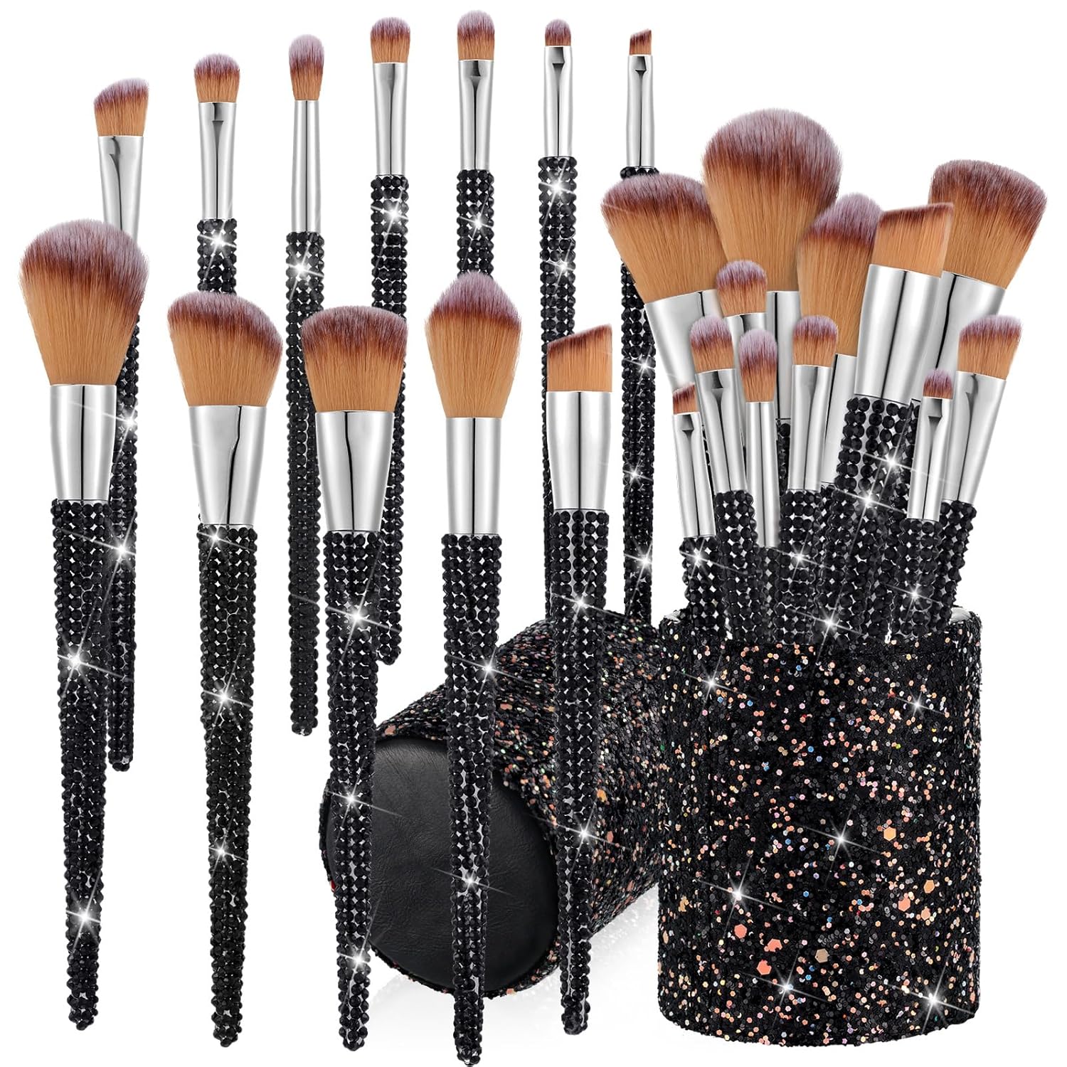 13 Pieces Rhinestone Makeup Brushes Set – Bling Edition