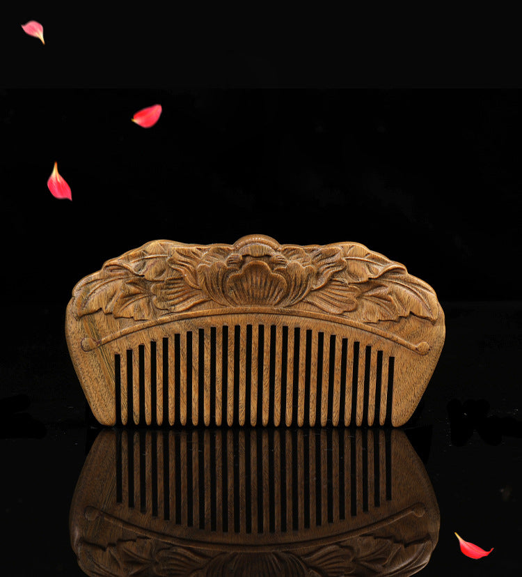 Oriental Ornate Verawood Hair Comb | Classical Temperament Natural Wood Scent Hair Comb For Girls | Personalized Handmade Wooden Hair Combs