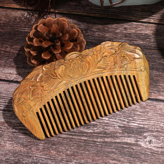 Oriental Ornate Verawood Hair Comb | Classical Temperament Natural Wood Scent Hair Comb for Girls | Personalized Handmade Wooden Hair Combs