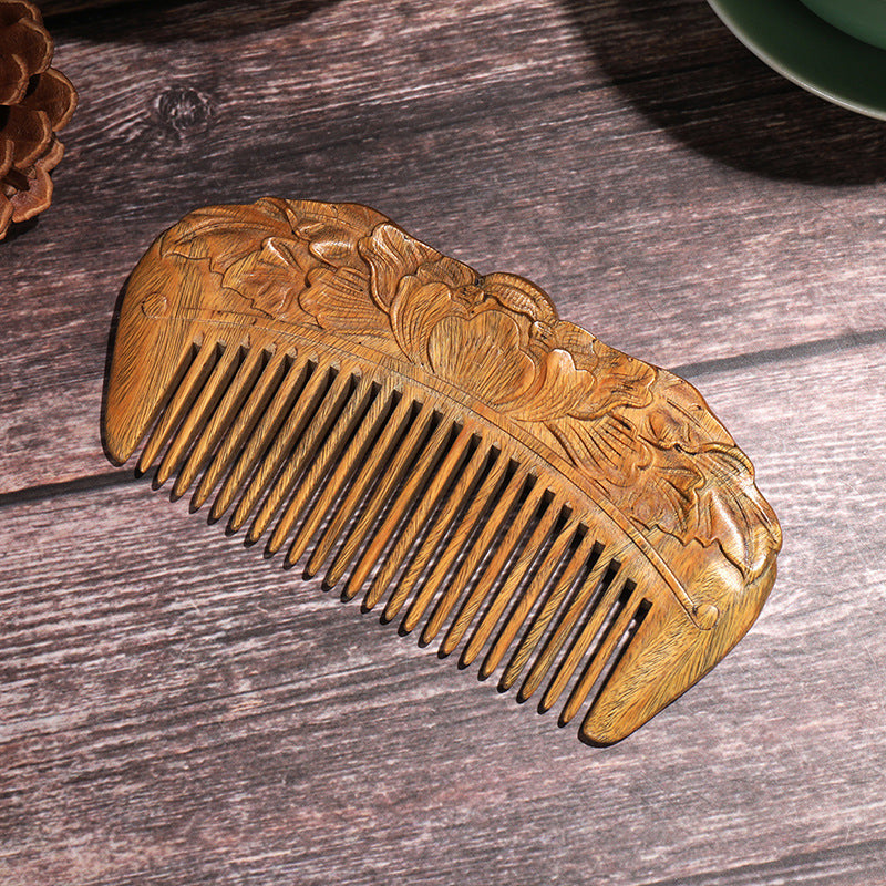 Oriental Ornate Verawood Hair Comb | Classical Temperament Natural Wood Scent Hair Comb For Girls | Personalized Handmade Wooden Hair Combs