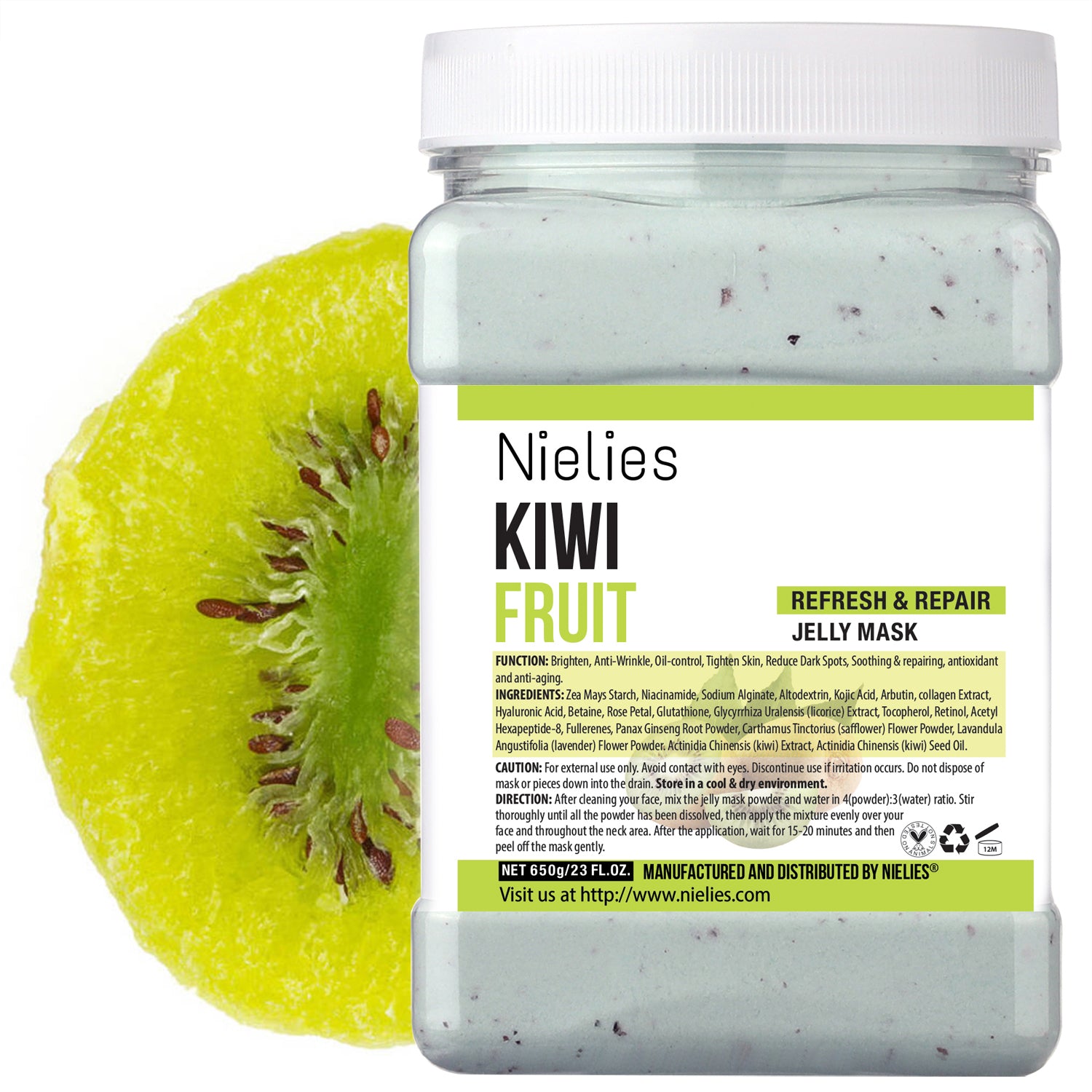 Vajacial Jelly good Mask Kiwi Wholesale Refill 1kg 1 kilo Refill 2.2 lb.with pieces of Kiwi fruit