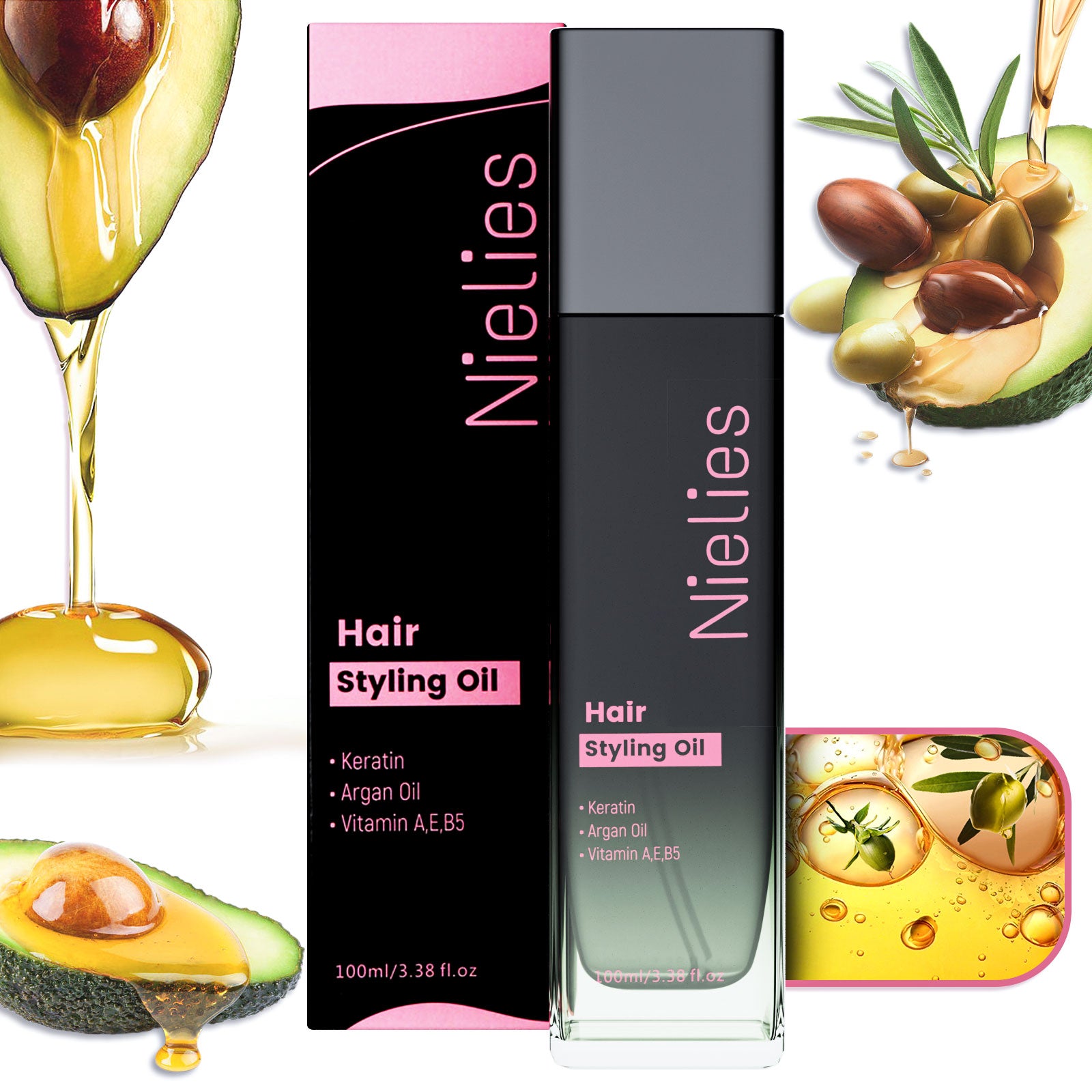 Nielies Hair Keratin Serum For Frizz & Dry Hair,Vitamin E