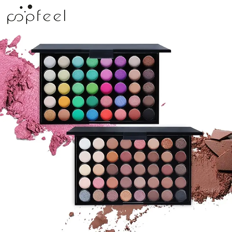 POPFEEL 40 Colors Eyeshadow And 8PC Eye Brush Set Eyes Makeup Set For Women