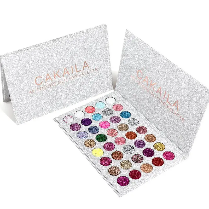 CAKAILA 40 Colors Glitter Powder Sequin Curry Cream Diamond Glitter Eyeshadow Palette,198g