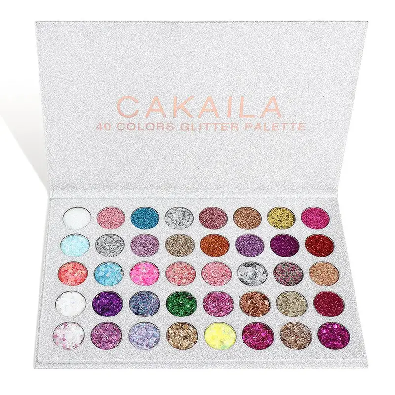 CAKAILA 40 Colors Glitter Powder Sequin Curry Cream Diamond Glitter Eyeshadow Palette,198g