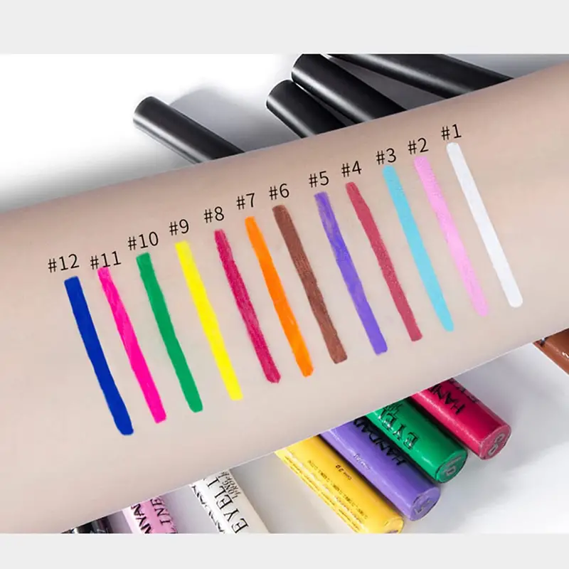 12-Piece Colorful Matte Liquid Eyeliner, Neon Rainbow Eyeliner Pencils Set