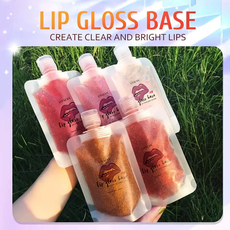 Clear Lip Gloss Base , Glitter Lip Gloss Oil , Base Gel Pigment Nude Makeup Tool , Matte Finish Hydrating Lip Primer