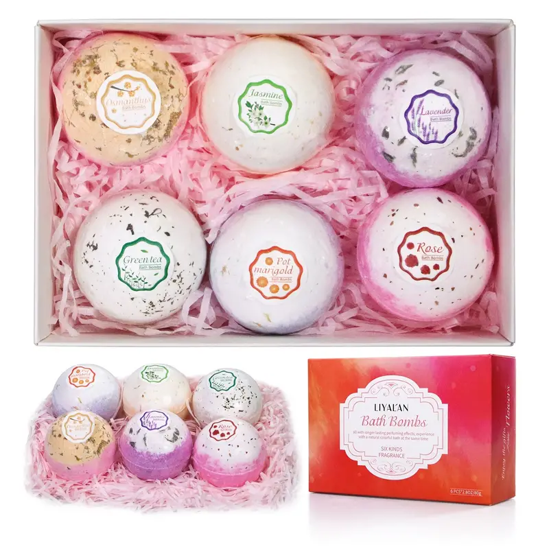 LIYALAN 6Pcs/Box Bath Bombs Gift Set