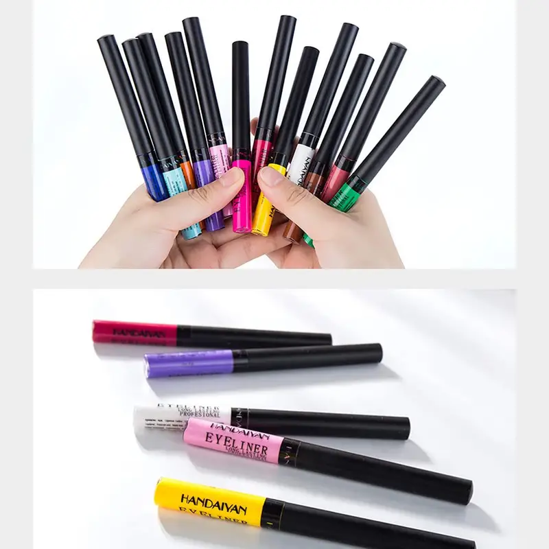 12-Piece Colorful Matte Liquid Eyeliner, Neon Rainbow Eyeliner Pencils Set