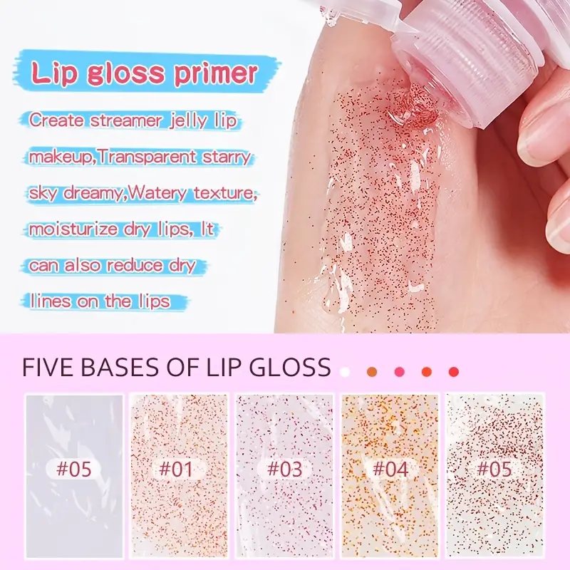 Clear Lip Gloss Base , Glitter Lip Gloss Oil , Base Gel Pigment Nude Makeup Tool , Matte Finish Hydrating Lip Primer