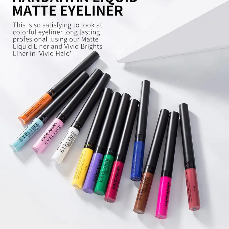 12-Piece Colorful Matte Liquid Eyeliner, Neon Rainbow Eyeliner Pencils Set