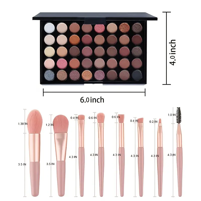 POPFEEL 40 Colors Eyeshadow And 8PC Eye Brush Set Eyes Makeup Set For Women