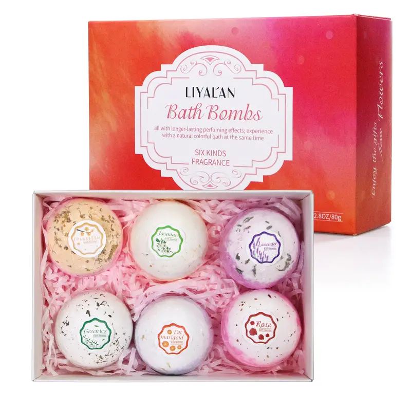 LIYALAN 6Pcs/Box Bath Bombs Gift Set