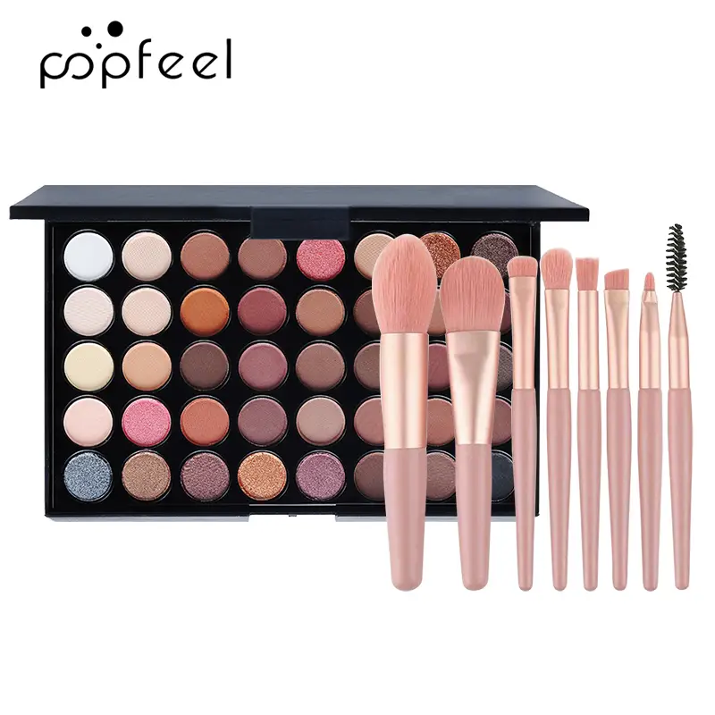 POPFEEL 40 Colors Eyeshadow And 8PC Eye Brush Set Eyes Makeup Set For Women