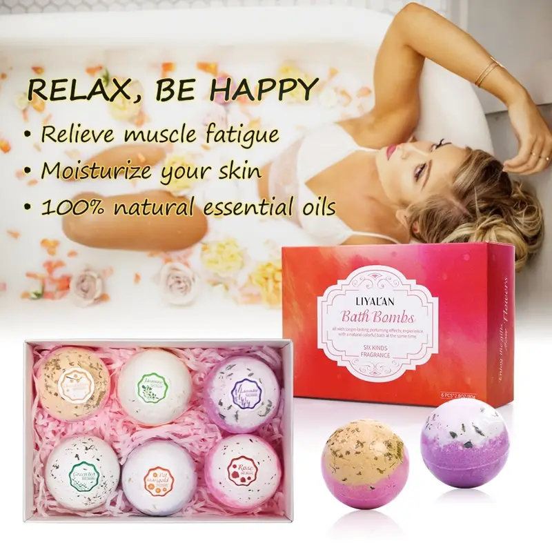 LIYALAN 6Pcs/Box Bath Bombs Gift Set