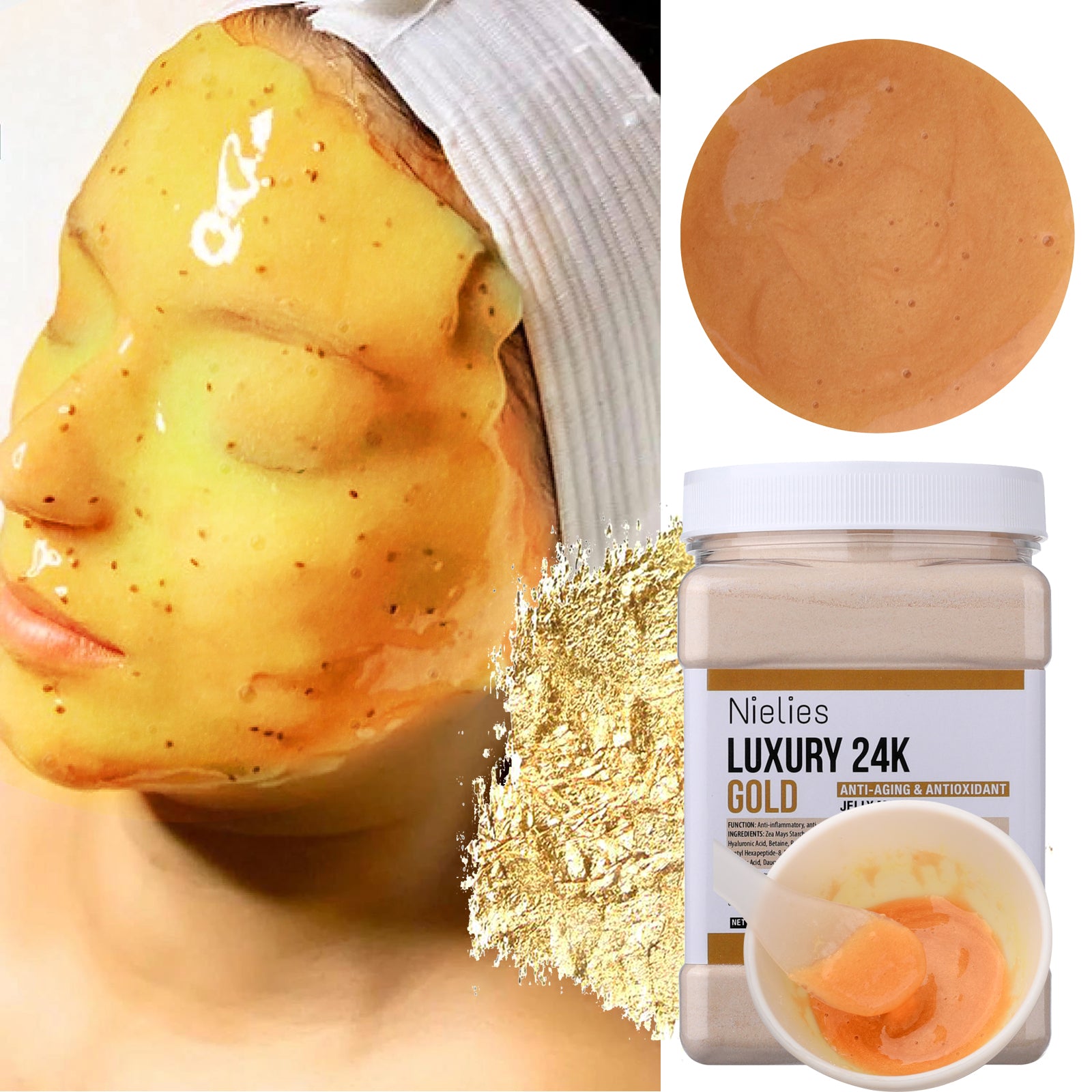 Nielies Luxury 24k Gold Face Mask, Anti Aging