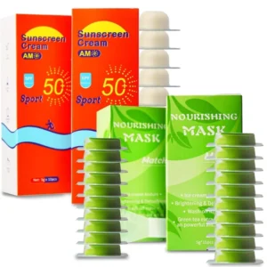 Mini Sunscreen & Green Tea Mask Set – 40pcs skincare pack