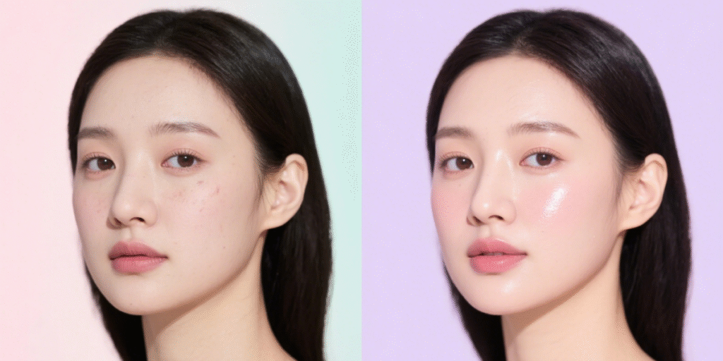 Before and after using jelly mask